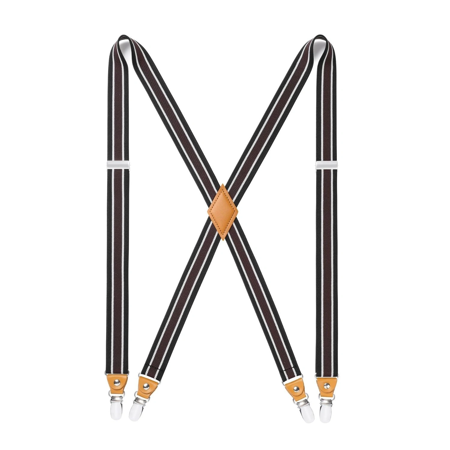 Stijlvolle 1 inch verstelbare bretels met 4 clips - Zwart/Wit - perfecte look voor jou!