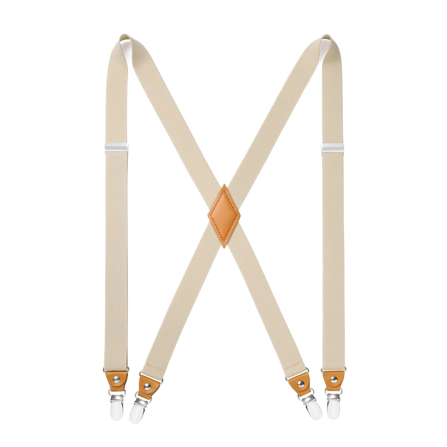 Verstelbare Beige Brede Bretels 1 inch met 4 Clips: Klassiek Comfort en Stijl!