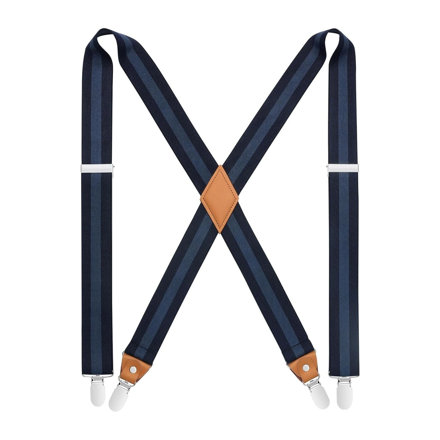 Stijlvolle 1.4-inch blauwe bretels met 4 clips voor een chique look, verstelbaar voor perfecte pasvorm!